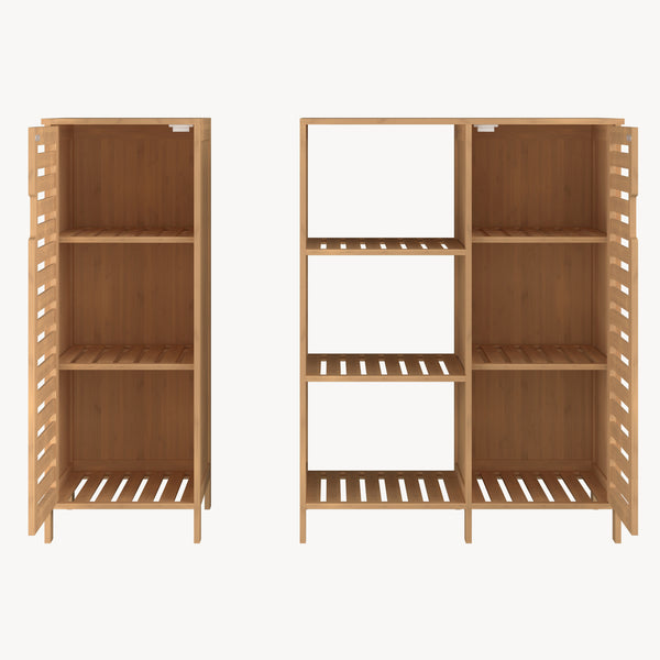 Skabsskab Hakseri 2 dele 87x99x33 cm Bambus Natur [en.casa]