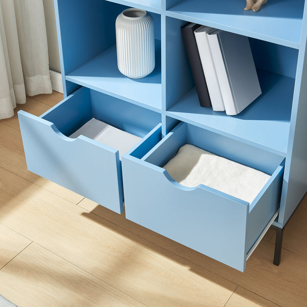 Bogreol med 2 skuffer Colwyn 105x80x40 cm Blå [en.casa]