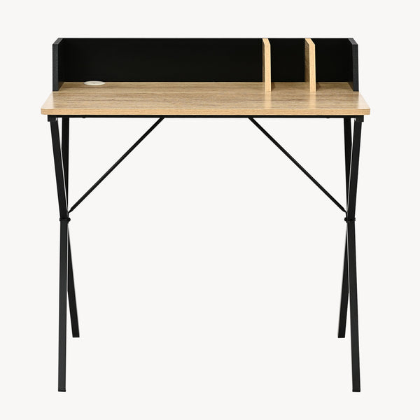 Skrivebord Kappespoo 84x80x50 cm Sort/Ege-look [en.casa]