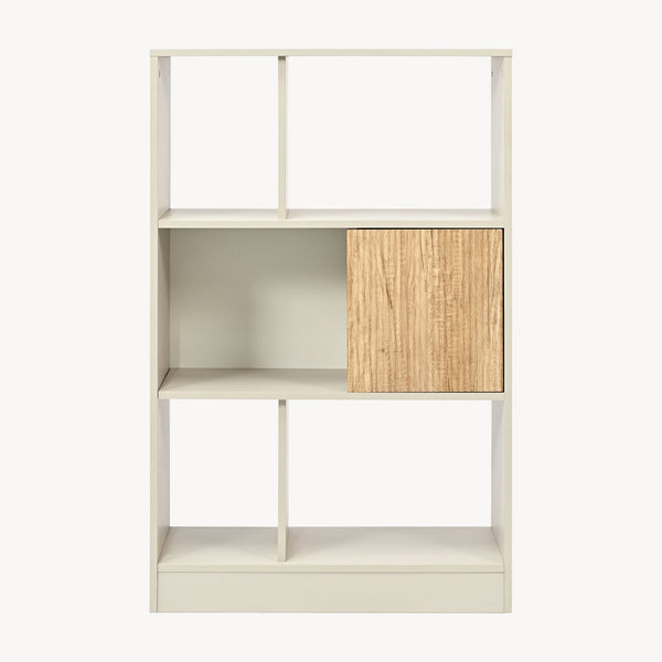 Bogreol Karena 112x70x30 cm Cremehvid/Ege-look [en.casa]