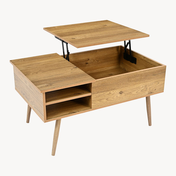 Sofabord Vasdabod med løfteplade 96x59x50 cm egetræslook [en.casa]