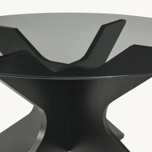 Sofabord Imi med glasplade Ø70x35 cm Sort/Grå [en.casa]