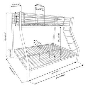 [neu.haus]® Køjeseng ramme af metal - 210x147,5x168cm - plads for 3 - med stig - i forskellige farver