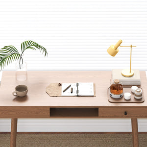 Habo skrivebord med hylde og skuffe 115x48x74cm Mørkt træ en.casa