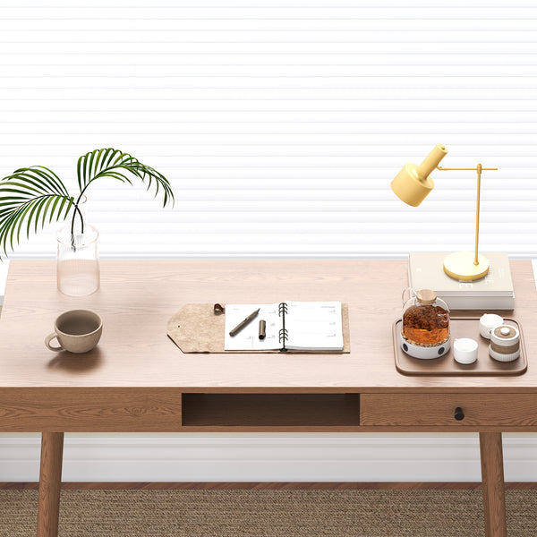Habo skrivebord med hylde og skuffe 115x48x74cm Mørkt træ en.casa