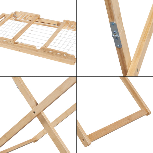 Sammenklappeligt tørrestativ Fakala 154x59x82 cm bambus [en.casa]