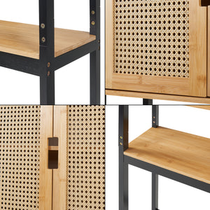 Toiletskab Tervola 172x63x27 cm sort/bambus [en.casa]
