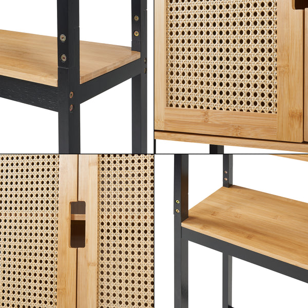 Toiletskab Tervola 172x63x27 cm sort/bambus [en.casa]
