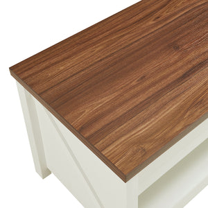 Kasama sofabord med løfteplade og opbevaringsplads 110x55x54 cm valnøddelook/hvid [en.casa]
