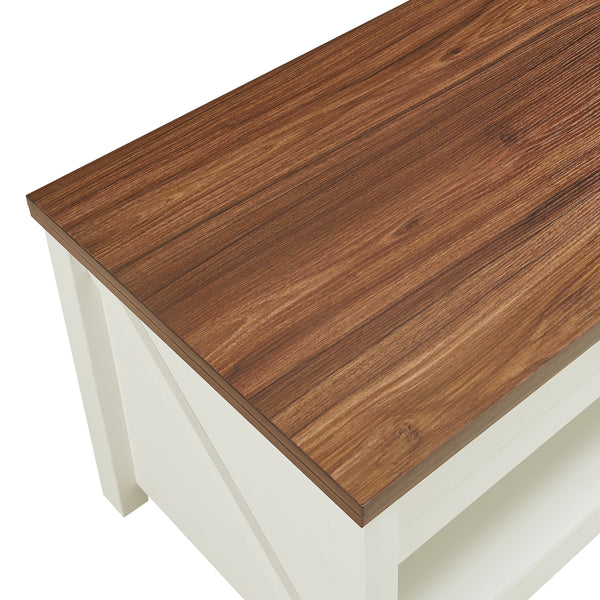Kasama sofabord med løfteplade og opbevaringsplads 110x55x54 cm valnøddelook/hvid [en.casa]