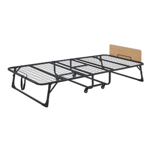 Metalfoldeseng Lustendi med madras 200x90cm sort/eg-look [en.casa].
