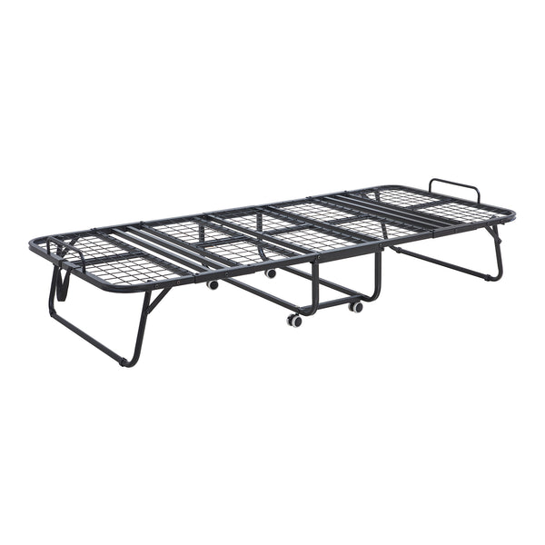 Metalfoldeseng Borjavle med madras 200x90cm sort [en.casa]