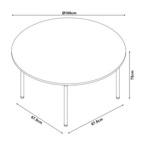 Spisebordssæt Hemnes 5 dele rund lysebrun [en.casa]