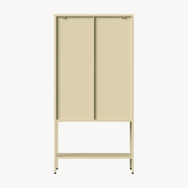 Vitrineskab Klippestad Stål 160x80x35 cm Kamelbrun [en.casa]