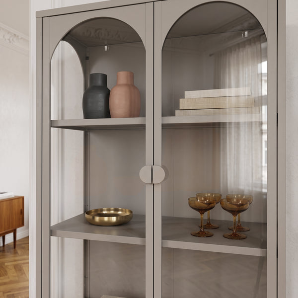 Vitrineskab Klippestad Stål 160x80x35 cm Kamelbrun [en.casa]