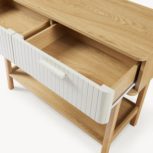 Konsolbord Ferrersp med 2 skuffer 100x40x80 cm egetræslook/sandfarver [en.casa]
