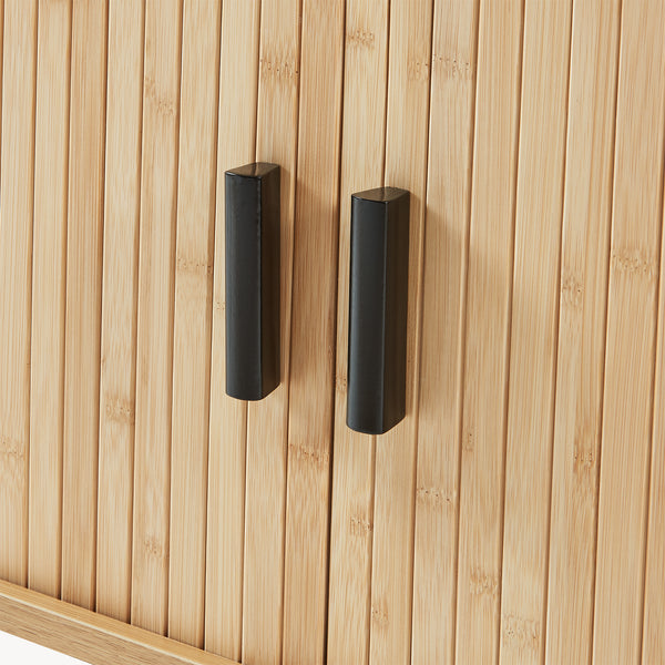 Skoskab med sædehynde Tvedestrand 50x80x40 cm Bambus/Beige [en.casa]