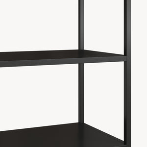 Bogreol med skab Hailuoto 80x40x180 cm stål sort, mat [en.casa]