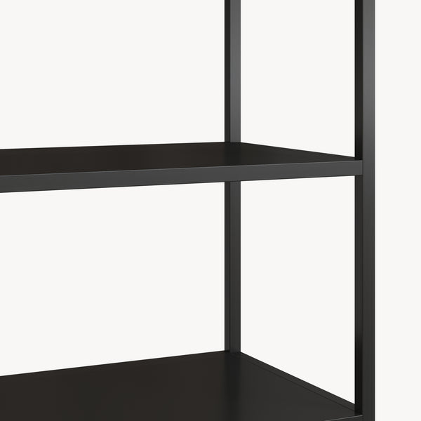 Bogreol med skab Hailuoto 80x40x180 cm stål sort, mat [en.casa]