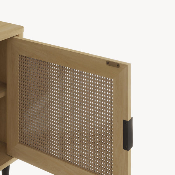 TV-skab Lukhomso 152x40x54 cm egetræslook/rattan-look [en.casa]