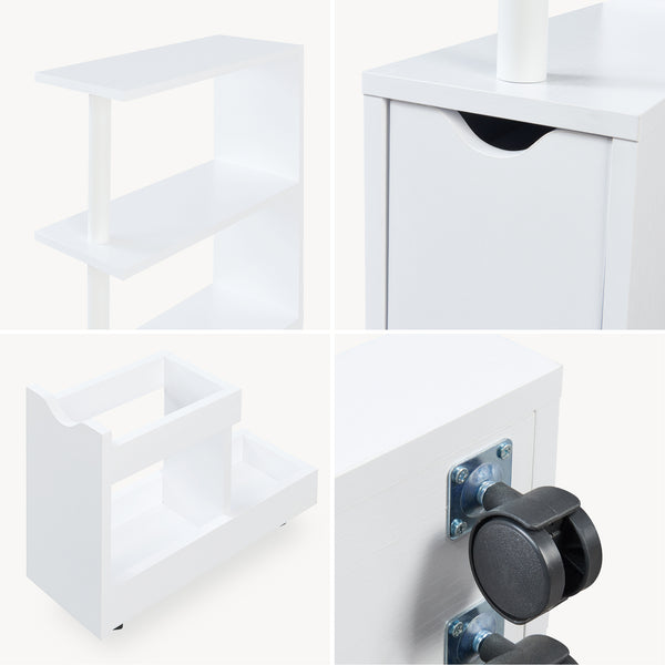 Nichehylde med udtræk Fadeskimma 113x19x45 cm Hvid [en.casa]