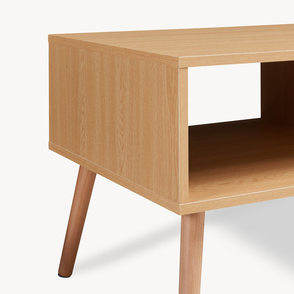 Sofabord Bordkak med skuffe 100x48x45 cm egetræslook/hvid [en.casa]