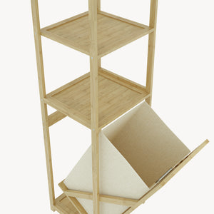 Badreol med vasketøjskurv Anun 130x36x33 cm bambus træfarvet [en.casa]