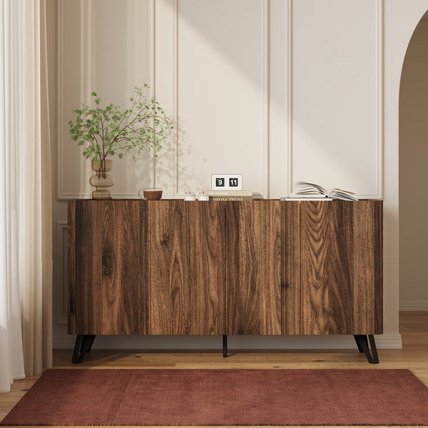 Sideboard Trorlon 160x40x83 cm valnøddeoptik/travertin [en.casa]