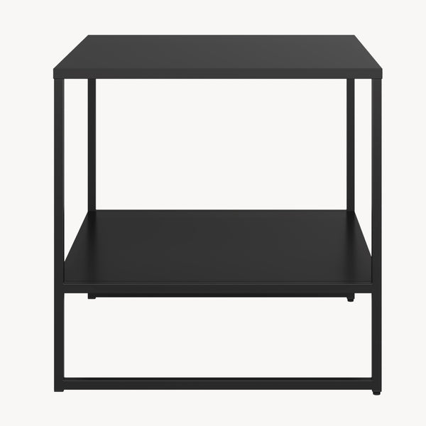 Sidebord Salsnes 53x51x51 cm med hylde stål sort [en.casa]