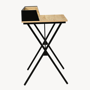 Skrivebord Kappespoo 84x80x50 cm Sort/Ege-look [en.casa]