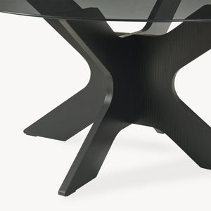 Sofabord Imi med glasplade Ø70x35 cm Sort/Grå [en.casa]