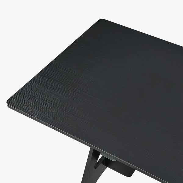 Skrivebord Bostenenna 120x60x75 cm Sort med træstruktur [en.casa]