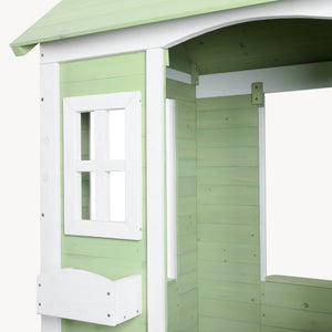 Børnehus Kuoldsvin Grantræ 144x102x90 cm Grøn/Hvid [en.casa]