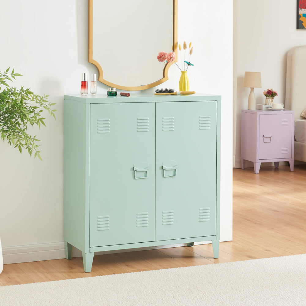 Oripää metalskab 90x80x33 cm pastelgrøn [en.casa].