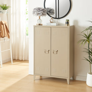 Metalskab Oripää 90x80x33 cm camelfarvet [en.casa].