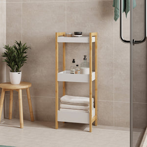 Badreol Anun med 3 niveauer 75x28x20 cm bambus natur/hvid [en.casa]