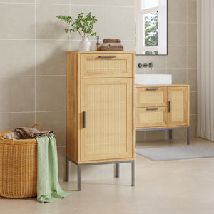 Badeværelsesskab Marhasa 92x40x30 cm Eg-look/Sort [en.casa]