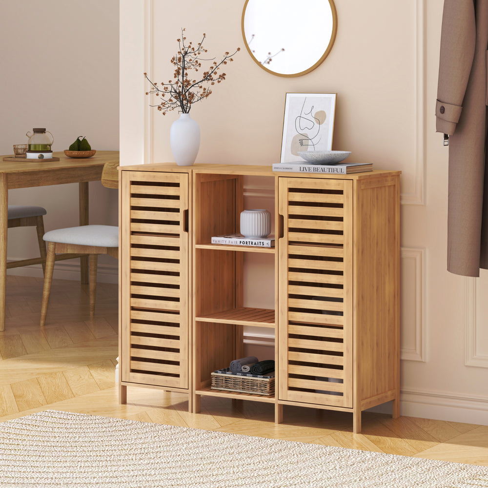 Skabsskab Hakseri 2 dele 87x99x33 cm Bambus Natur [en.casa]