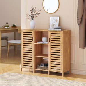 Skabsskab Hakseri 2 dele 87x99x33 cm Bambus Natur [en.casa]