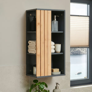 Væghængt skab Svanes 60x30x20 cm Mørkegrå/Natur [en.casa]