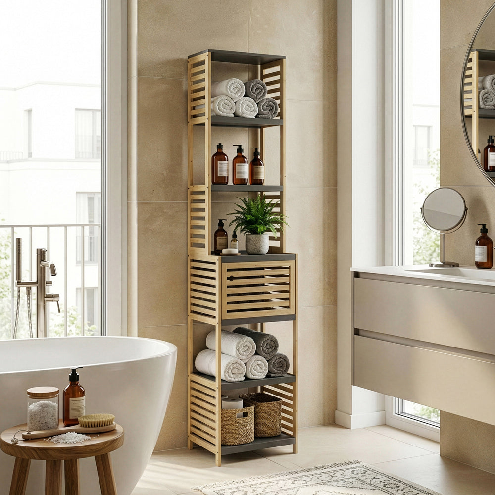 Badreol Kydesby Bambus Natur/Grå [en.casa]