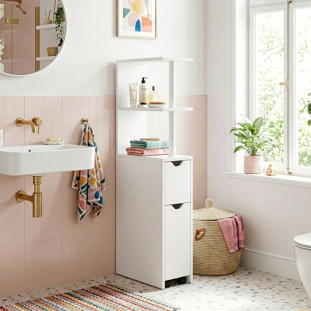 Nichehylde med udtræk Fadeskimma 113x19x45 cm Hvid [en.casa]