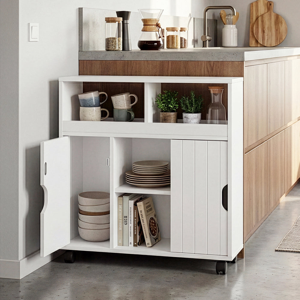 Skab på hjul Fadeskimma 72x70x20 cm Hvid [en.casa]