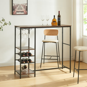 Barbord Stjørdal med flaskehylde Sort/Valnød-look [en.casa] - premiumXL