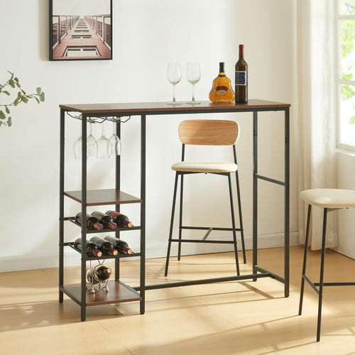 Barbord Stjørdal med flaskehylde Sort/Valnød-look [en.casa] - premiumXL