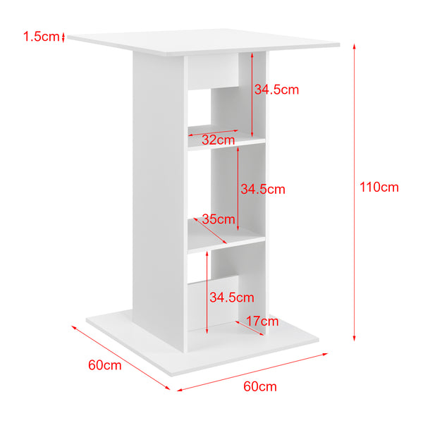 Bartisch Visby 110x70x70 cm med 3 hyldefag en.casa
