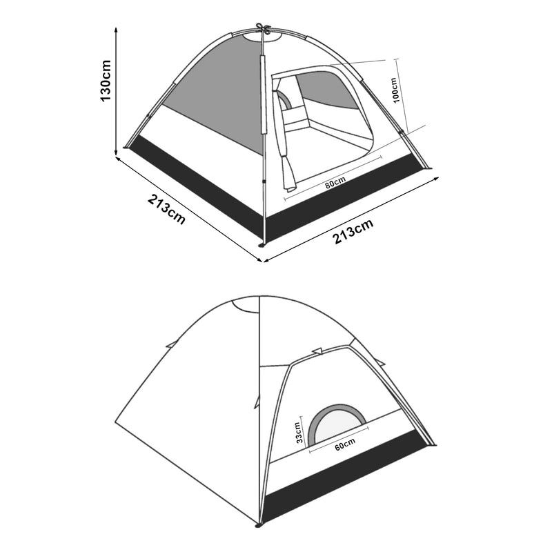 Målskitse Campingtelt Bergeijk 213x213x130cm i forskellige farver. farver [pro.tec]