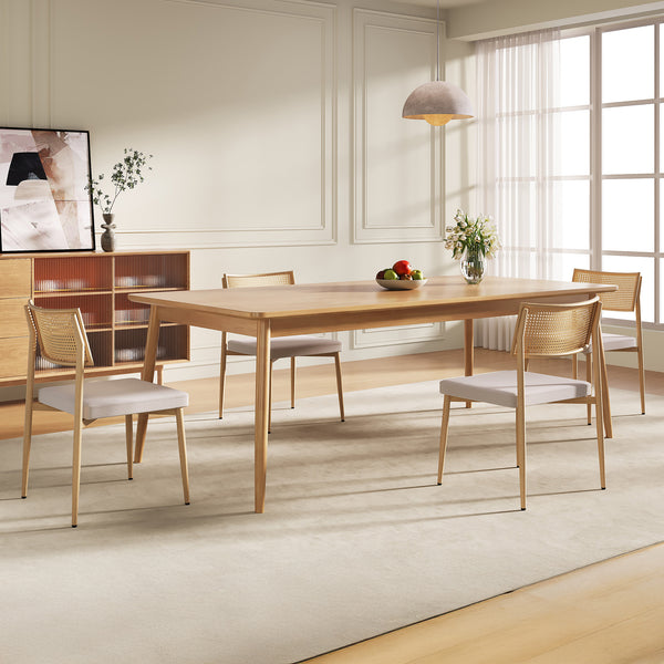 Spisestuestolesæt Jördfjok tekstil rattan look/beige [en.casa]