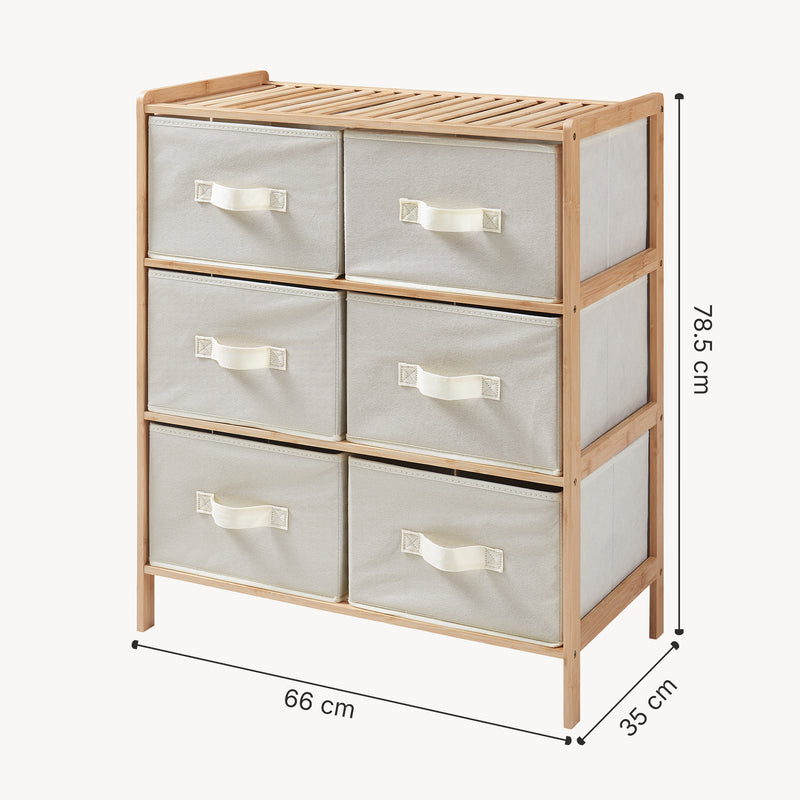 Målskitse Maldon kommode med stofskuffer natur/beige [en.casa]
