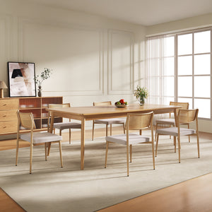 Spisestuestolesæt Jördfjok tekstil rattan look/beige [en.casa]